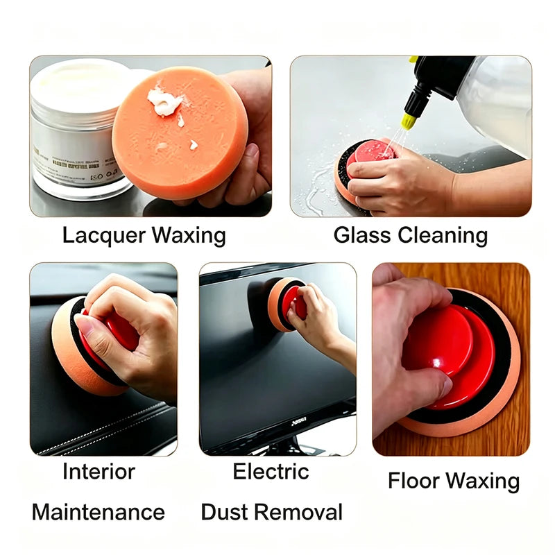 Car Waxing Handle Polishing Tool with Detachable Sponge - Car Cleaning Accessories