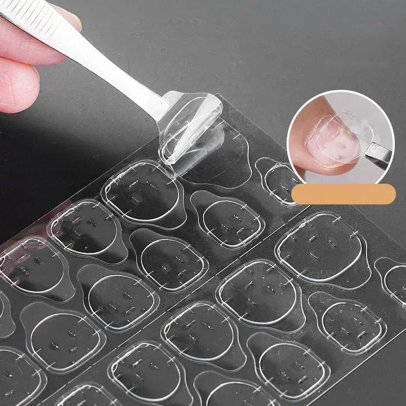 10-Pack Transparent Jelly Nail Tips Sticker with Double-Sided Gel Nail Glue for Press-On Nails