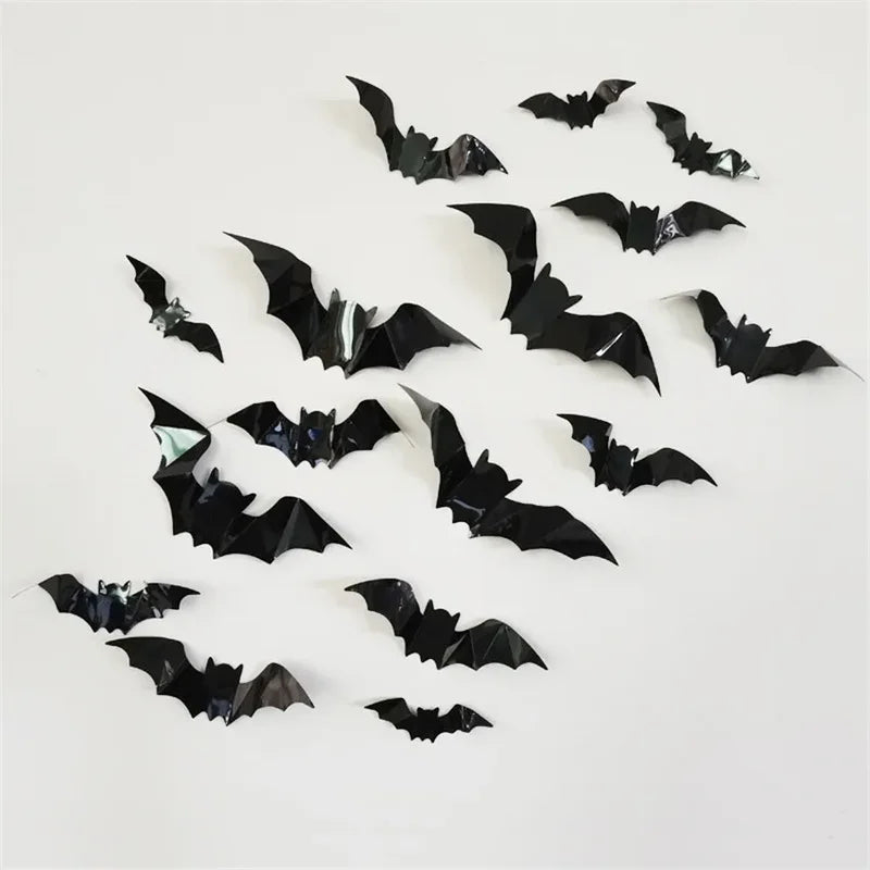 Halloween 3D Bat Wall Stickers - Removable Creepy Decor for Party & Home