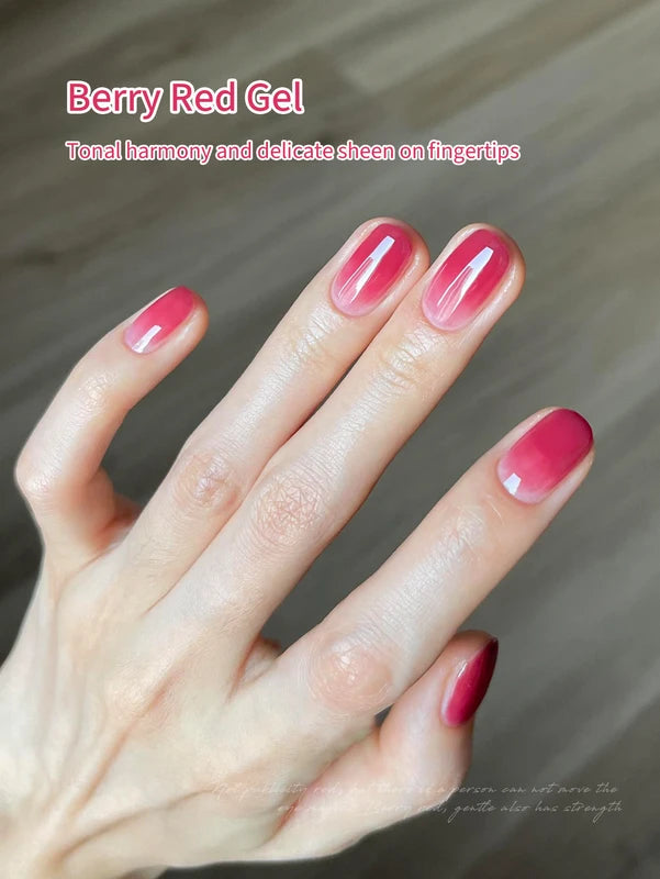 Berry Red Gel Nail Polish 10ml - Durable White Raspberry Varnish for Salon & Home Use