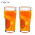 600ML Stripe Glass Coffee Cup with Lid and Straw - Transparent Drinkware for Cold Beverages