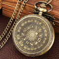 Vintage Tarot Pocket Watch with Sun Moon Constellation Necklace - Memorial Gift for Men and Kids