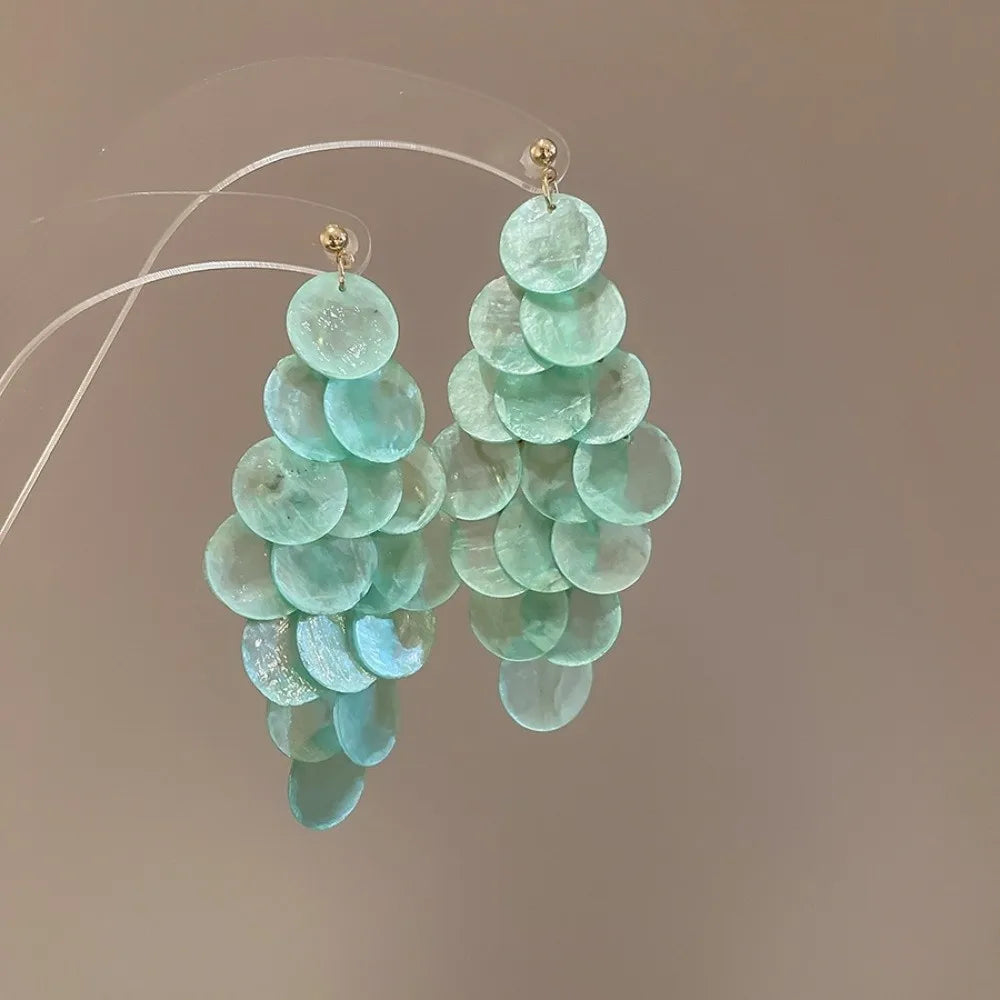 Elegant Shell Tassel Drop Earrings Women's Travel Jewelry Gift
