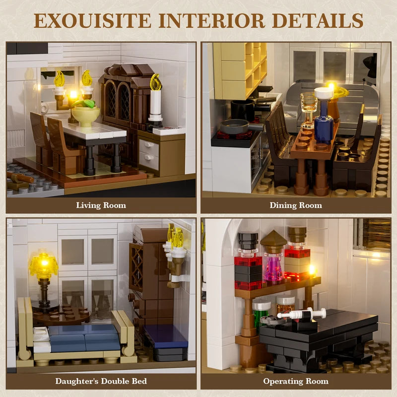 LED Light House Building Set with 1877 Pieces | Home Decor & Model Gift
