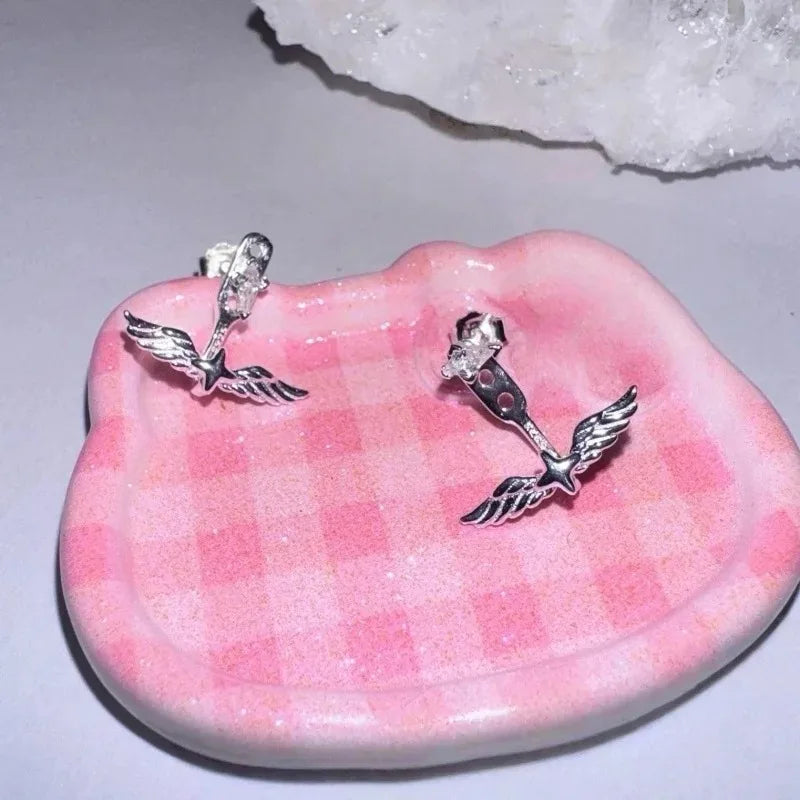 Angel Wings Earrings for Women - Y2K Zircon Rear Hanging Jewelry - Multiple Colors