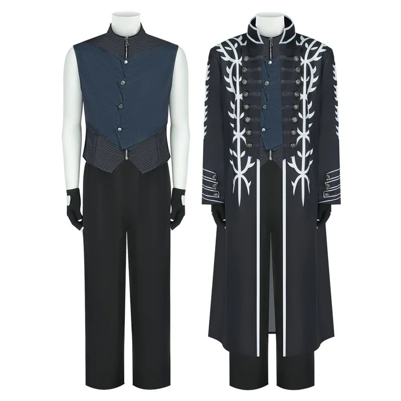Vergil Cosplay Costume Set with Wig Devil May Cry Halloween Outfit for Men