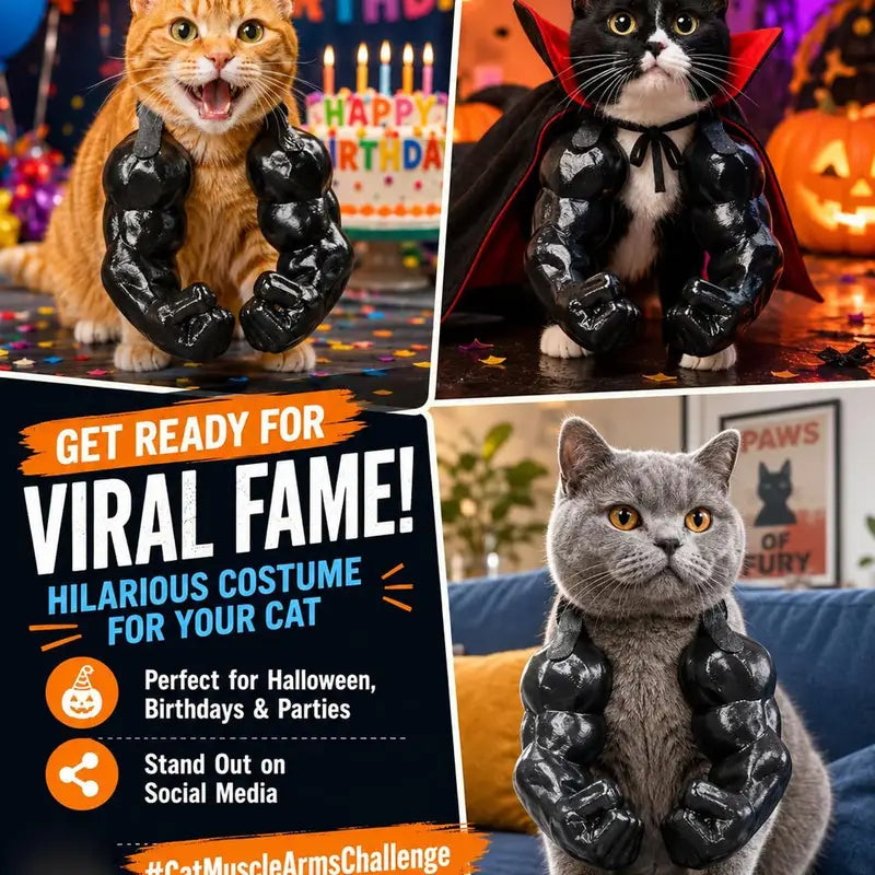 Muscular Cat Arms Costume Accessory for Halloween & Parties, 3D Printed