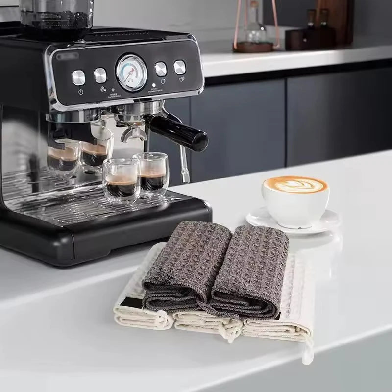 Microfiber Coffee Bar Cleaning Towels 4-Pack - Absorbent Home Barista Cloths