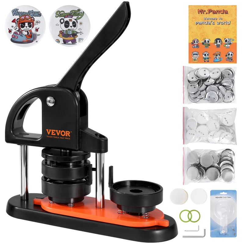 Button Maker Kit with 25/32/58 Pin Press and Ergonomic Handle - Craft & DIY Badge Maker
