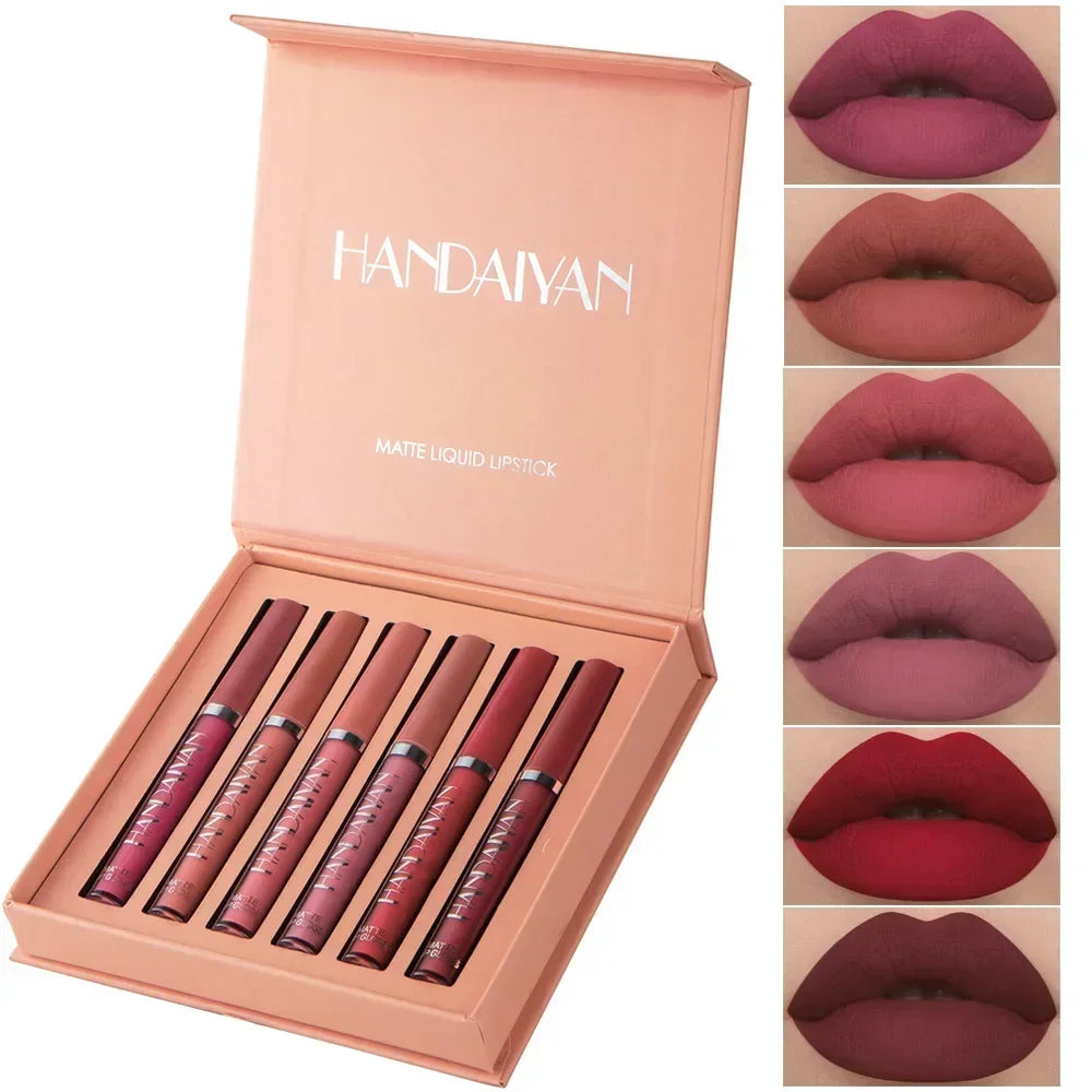6-Piece Waterproof Long-Lasting Matte Lipstick Set for Women - Non-Stick & Hydrating