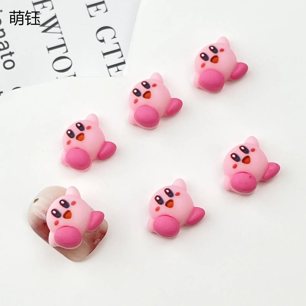 20Pcs Resin Mini Game Character Kirby Nail Charms Art Decor Craft Set