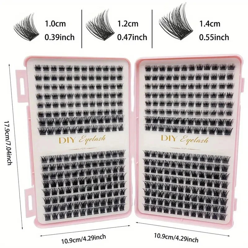 False Eyelash Extension Kit - Individual Eyelash Set with Multiple Lengths, Odorless, Easy to Apply for Home Makeup