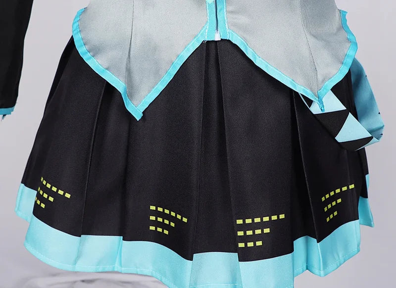 Anime Character Cosplay Costume Hatsune Miku Outfit with Wig and Accessories for Halloween
