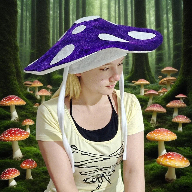 Funny Mushroom Hat for Festival Celebration Halloween Costume Rope Hat Spotted Mushroom