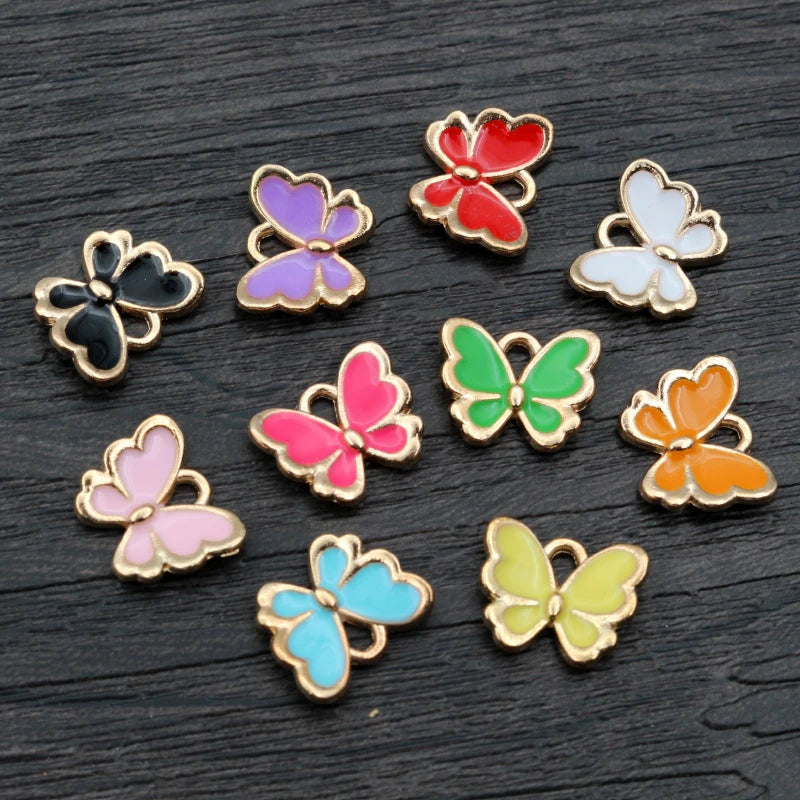 20pcs Butterfly Charms Pendant Enamel Alloy Jewelry Making Accessories