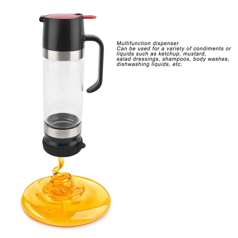 Honey Dispenser 350ml Glass Syrup Bottle with Handle Drip-Free Pouring