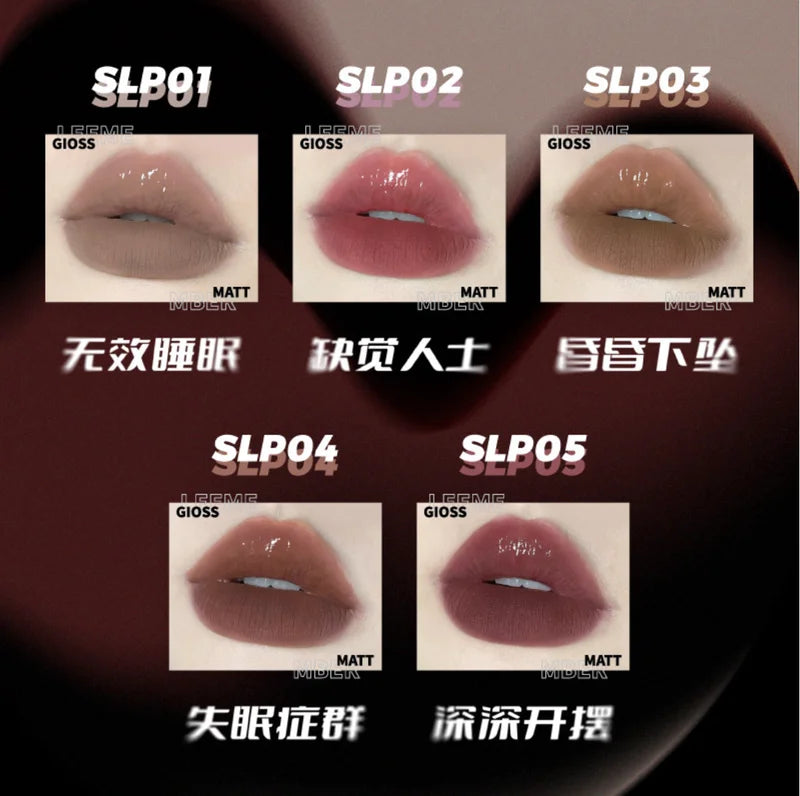 Double-End Liquid Lipstick Set - Matte & Gloss Finish, Hydrating Makeup