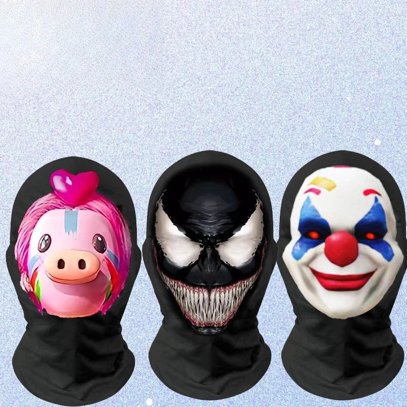 3D Halloween Full Face Print Mask Washable Party Prop with Multiple Colors