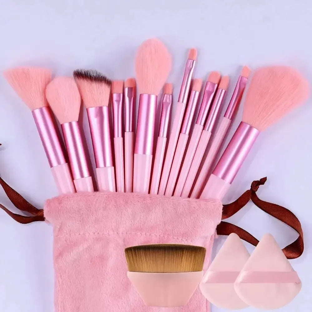 Professional Makeup Brush Set with Fluffy Kabuki & Blending Brushes for Face & Eyes
