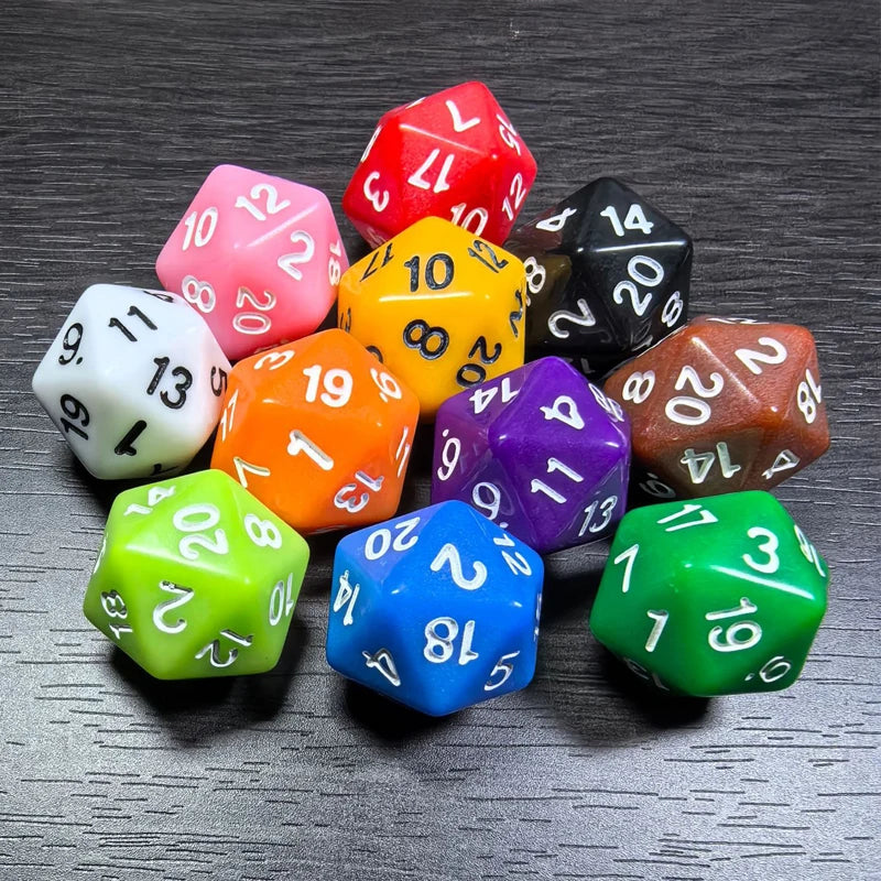 10PCS Acrylic D20 Polyhedral Dice Set for Math Learning & Party Favors