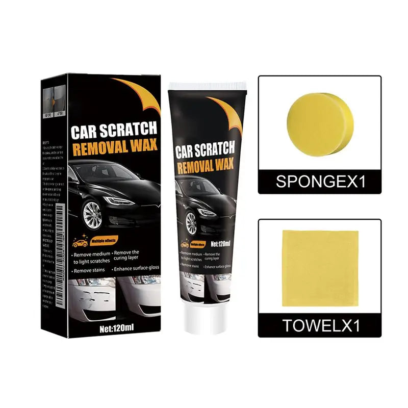 Car Scratch Repair Wax Kit 120ml for Surface Scratches Auto Paint Polish with Sponge & Towel
