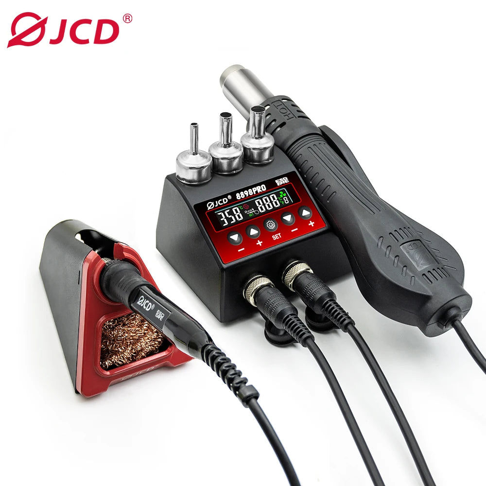 Dual-Function Soldering Station with Hot Air Gun 750W LCD Display
