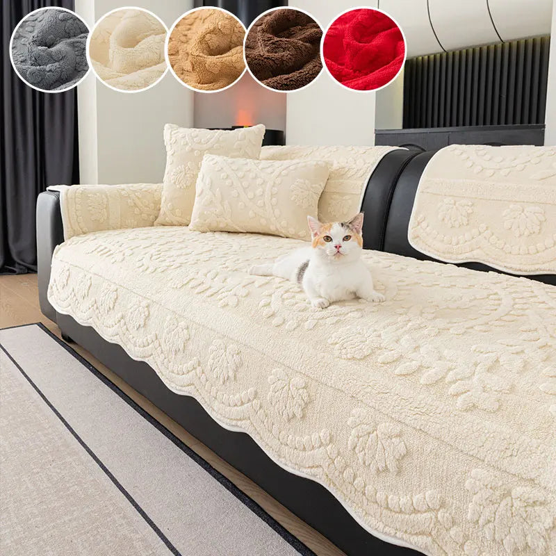 Modern Plush Sofa Cushion Cover Thick Warm Non-Slip Sofa Cover