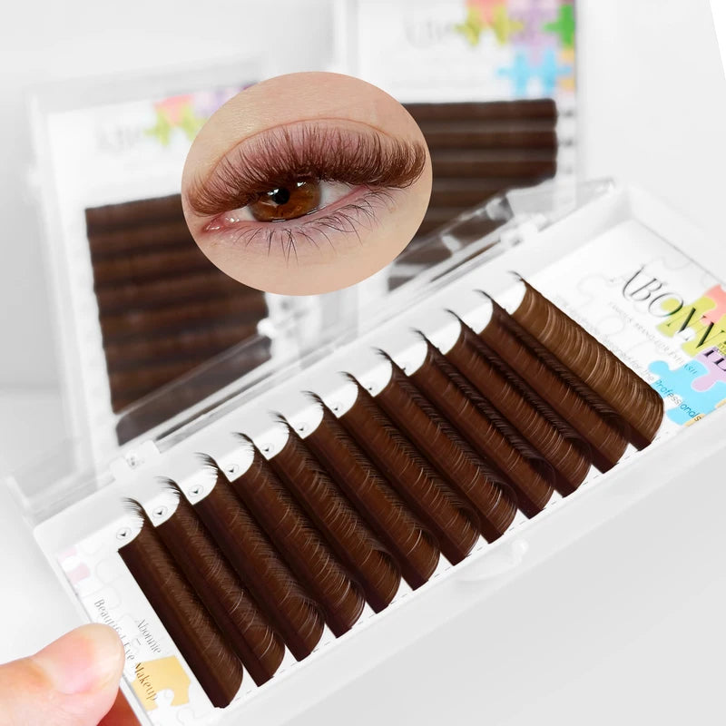 Volume Eyelash Extensions C CC D Brown Natural Mink Lashes Tray