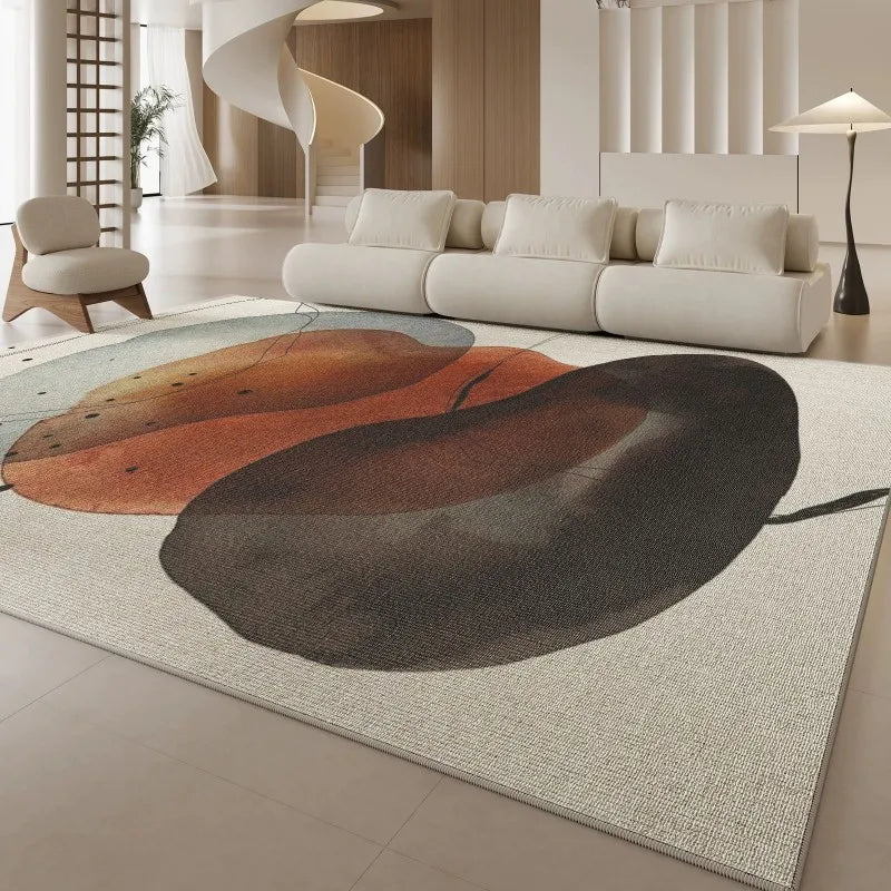 Watercolor Abstract Area Rug Non-Slip Washable Minimalist Carpet for Living Room & Bedroom