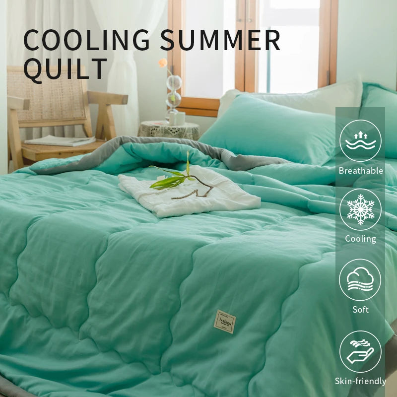 Lightweight Summer Quilt - Skin-Friendly, Washable Cotton Polyester Bedding