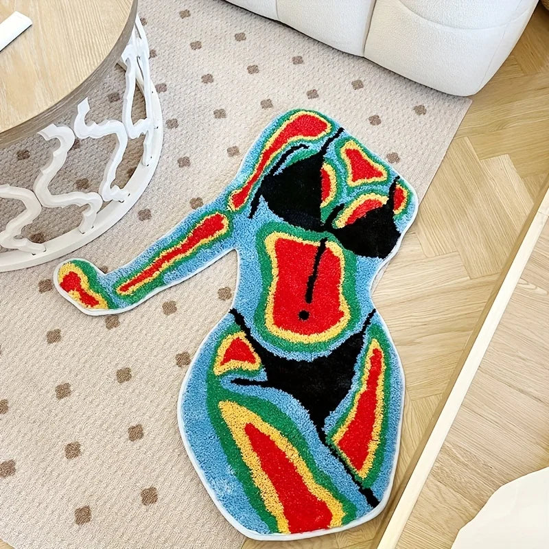 Irregular Body Shape Floor Mat - Non-Slip Waterproof Anti-Fouling Rug for Living Room & Bedroom