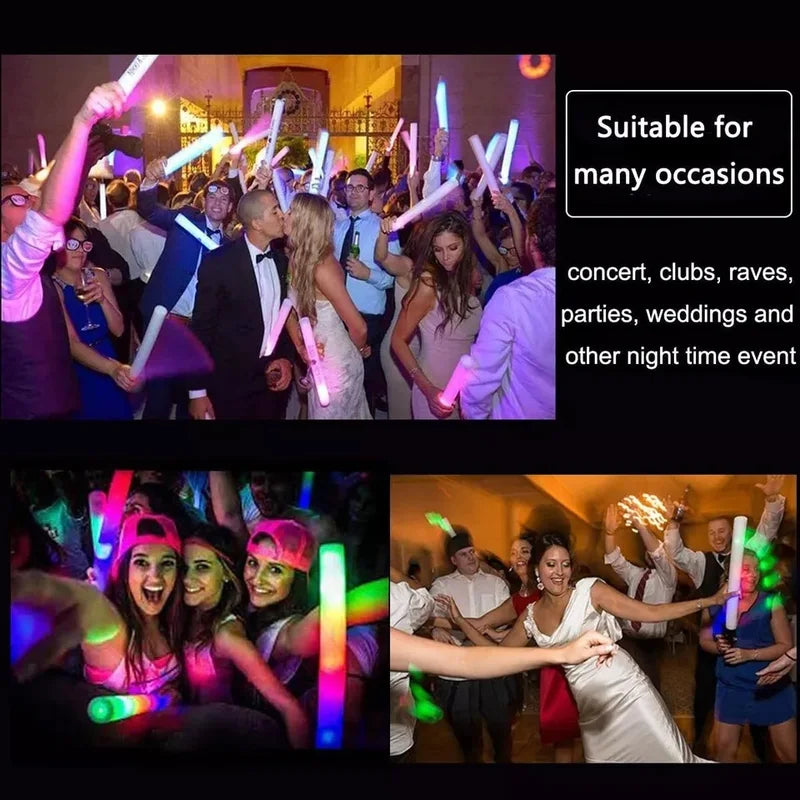 100 Pcs LED Glow Sticks Bulk Party Light-Up Foam Tubes for Events & Celebrations