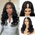 V Part Human Hair Wigs for Women - Body Wave, Natural Color, Beginner Friendly Clip-In Style