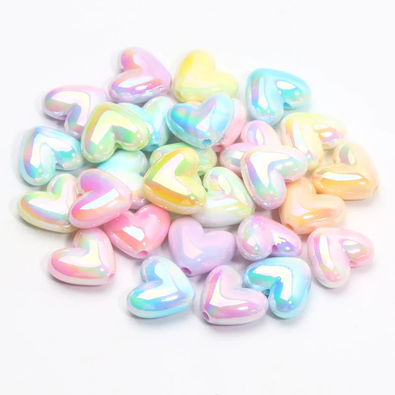 10pcs Heart-Shaped Acrylic Spacer Beads for Jewelry Making - Love Heart Design