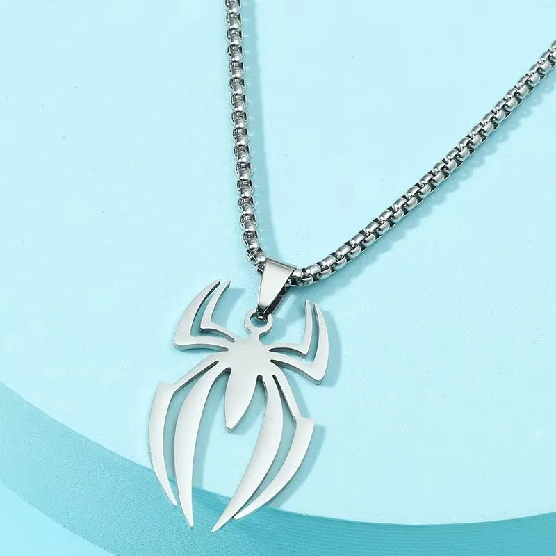 Spider Shape Cosplay Necklace Men Stainless Steel Pendant Chain Choker Jewelry Accessories