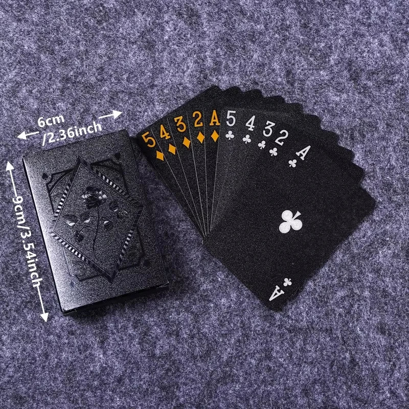 Black and Gold Waterproof Poker Card Set - Magic, Casino, Game Gift