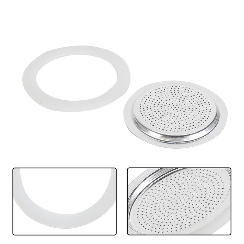 Silicone Coffee Rubber Seal & Filter Screen for Espresso Moka Pot Replacement