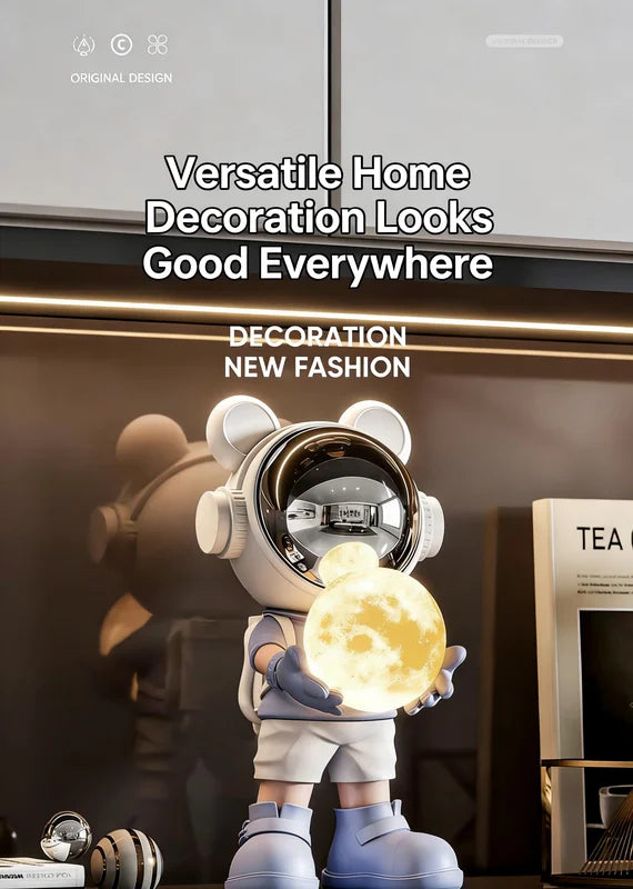 Astronaut LED Night Light - Modern Space Decor Figurine for Shelf Desk or Cabinet