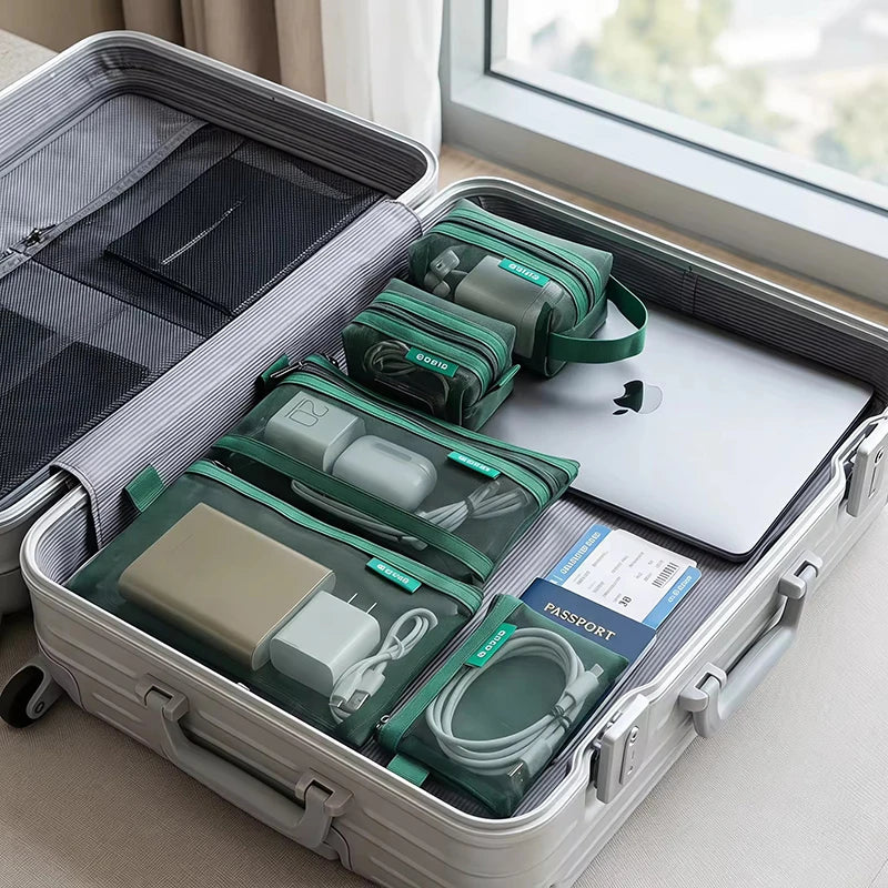 6-Pack Transparent Mesh Travel Organizer Pouches for Makeup, Toiletries, Coins and Small Items