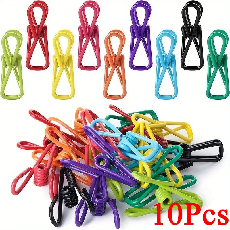 10-100Pcs Multi-Purpose Steel Chip Clips PVC-Coated Food & Clothes Clamp