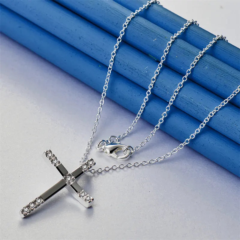Sterling Silver Cross Pendant Necklace 16-30 Inch Women's Jewelry Gift