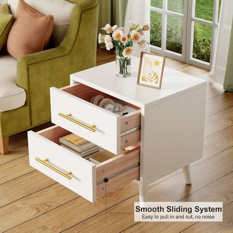 Modern Nightstand Bedside Table with 2 Drawers for Bedroom, Christmas Decor