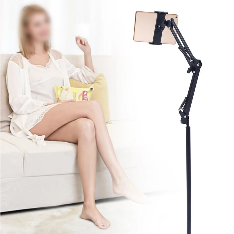 Adjustable 360° Rotating Tablet Floor Stand with Anti-Slip Base for Home Office Gym