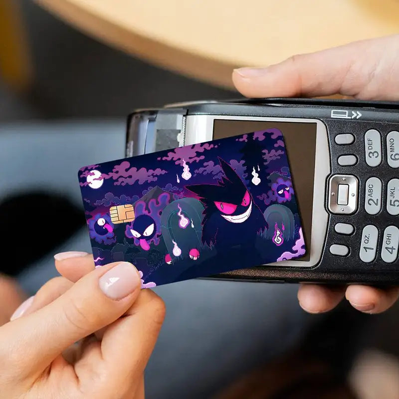 Anime G-Gengar Cartoon Credit Card Stickers Waterproof Skin Set for Bank and Metro Cards