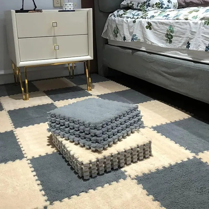 Interlocking Foam Carpet Tiles for Bedroom & Window Mats - Washable & Cuttable, 48PCS
