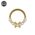 Titanium Split Ring with Multi-Shape CZ for Nose Cartilage Helix Piercing Jewelry