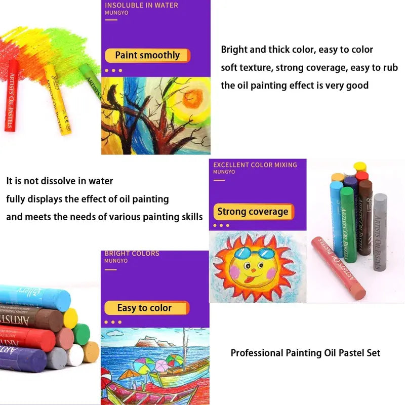 Oil Pastel Set 12/25/48 Colors Artist Soft Water-Soluble Drawing Supplies