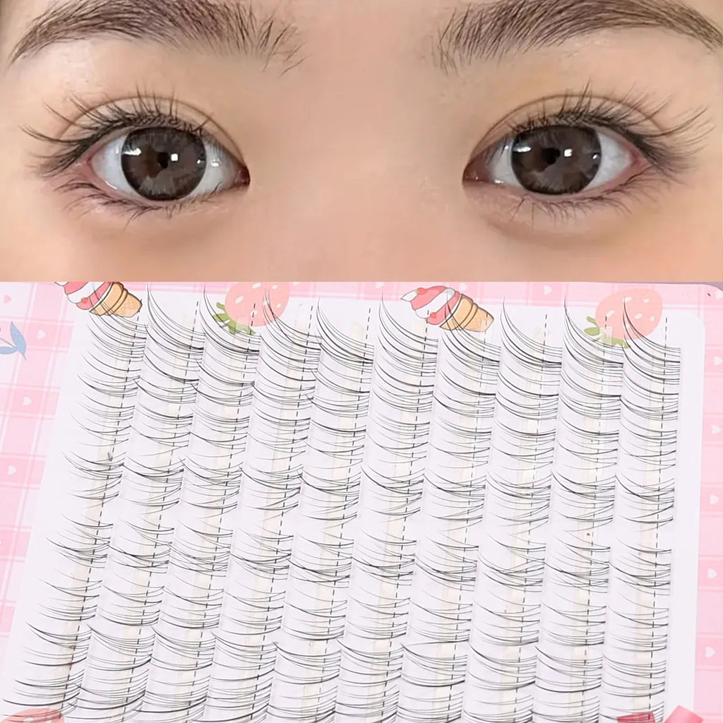 False Eyelash Clusters Set - Clear and Diagonal C Curl 10-14mm DIY Eyelash Extensions