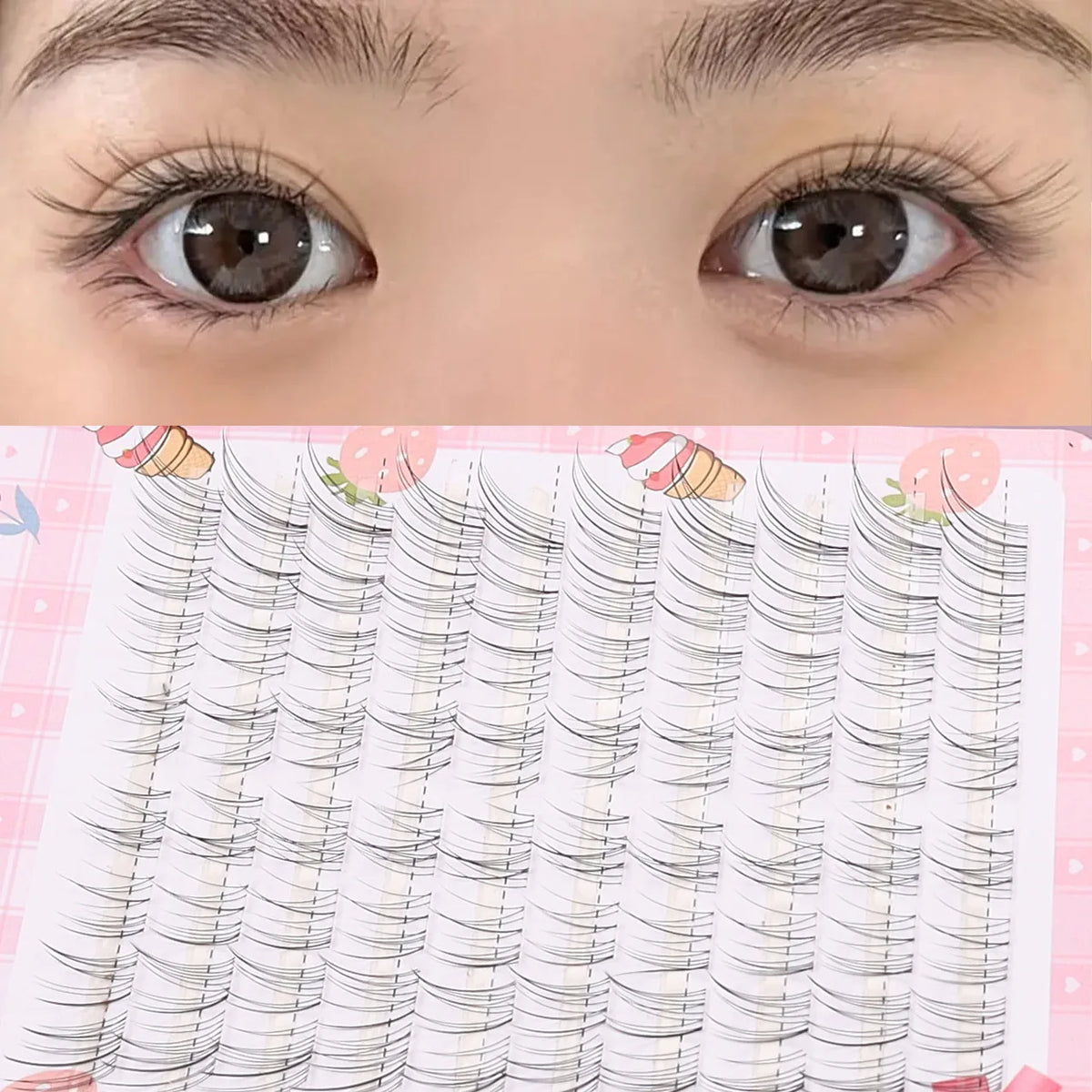 False Eyelash Clusters Set - Clear and Diagonal C Curl 10-14mm DIY Eyelash Extensions