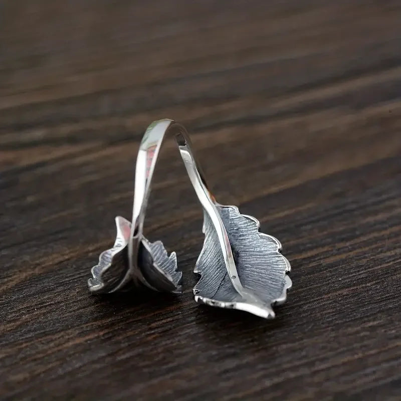 Vintage Leaf Style Adjustable Finger Ring Women Girls Jewelry Accessory